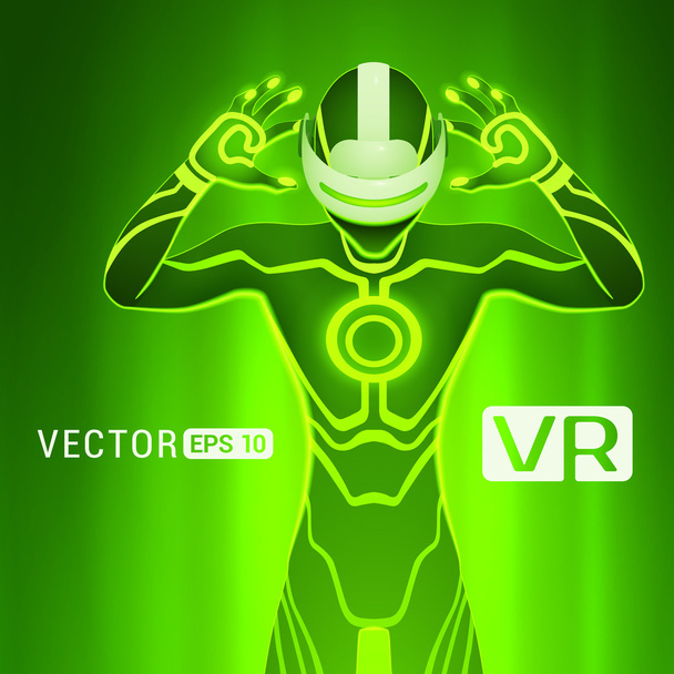 A man in a virtual reality helmet - Vector, Image