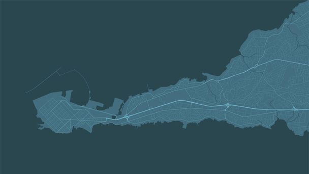 Área de la ciudad de Mint Conakry, Guinea, mapa de fondo de vectores, carreteras e ilustración del agua. Proporción de pantalla ancha, hoja de ruta digital de diseño plano. - Vector, Imagen