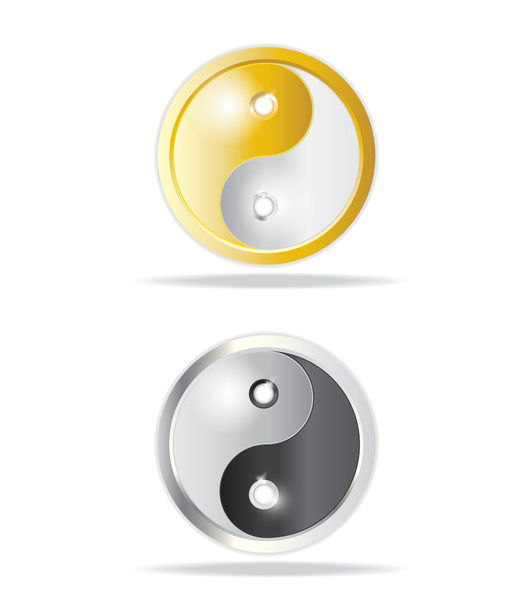 Zlatá a černá Jin Jang znak - Vektor, obrázek