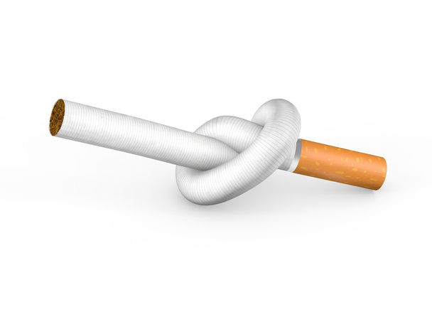 Cigarrillo anudado aislado en blanco
 - Foto, Imagen