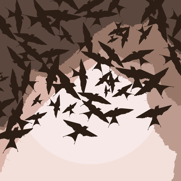 飛行ツバメの群れのベクトルの背景 - ベクター画像