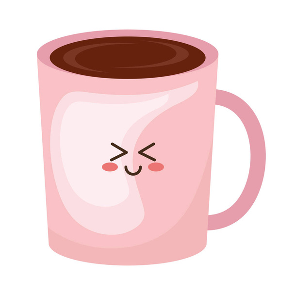 kawaii coffee cup icon isolated - Vector, Image