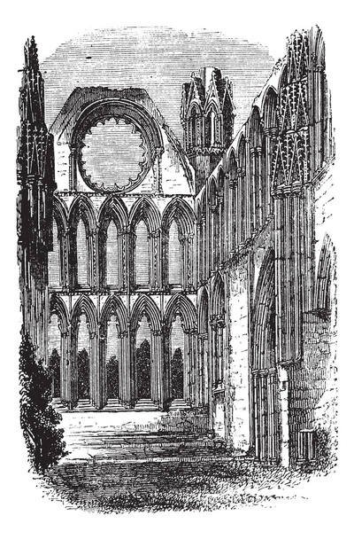 Elgin Cathedral in Moray, Scotland, vintage engraving - Vector, Image