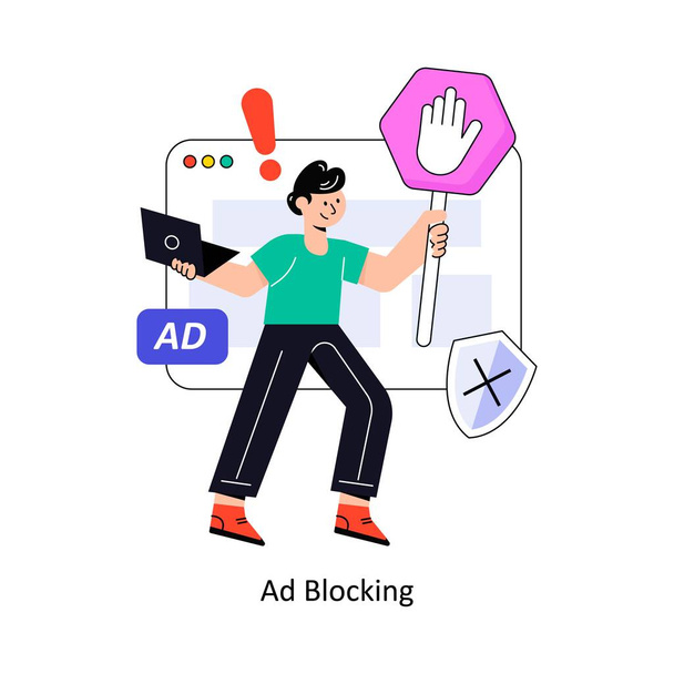 Ad Blocking Connection Flat Style Design Vector illustration. Stock illustration - Vector, Image