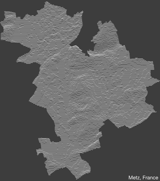 Топографическая рельефная карта города Метц, Франция с прочными контурными линиями и табличкой с именем на винтажном фоне - Вектор,изображение