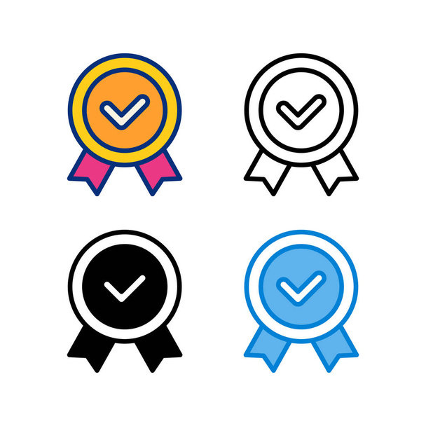 icono de la insignia de confianza en 4 estilo plano, línea, glifo y duotono - Vector, imagen