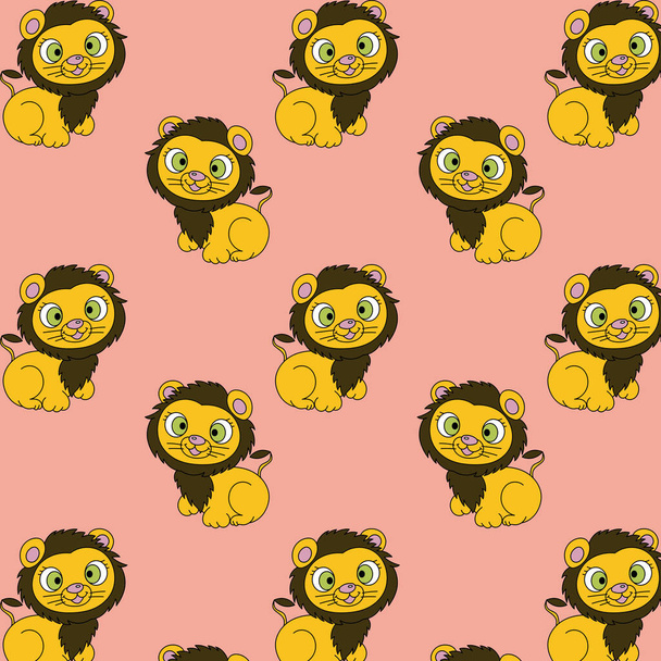 かわいいライオンの笑顔パターン - ベクター画像