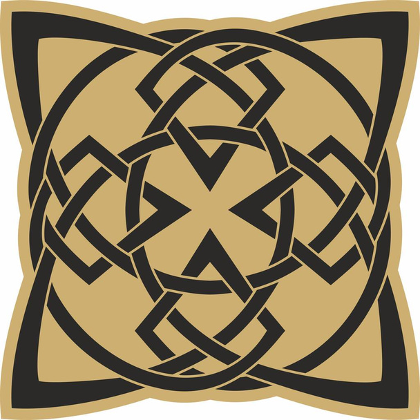 Векторне золото і чорний кельтський вузол. Орнамент стародавніх європейських народів. Знак і символ ірландців, шотландців, британців, франків. - Вектор, зображення