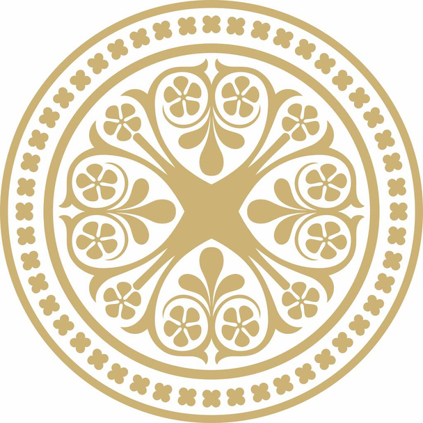 Wektor złoto-czarny kolorowy okrągły ornament starożytnej Grecji. Klasyczny wzór koła Imperium Rzymskiego - Wektor, obraz
