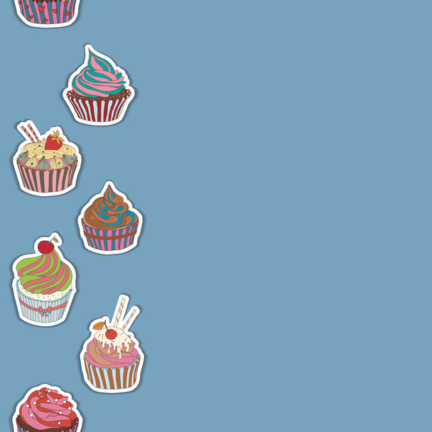 Cupcakes pattern border - Vector, Image