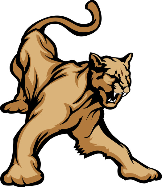 Cougar Mascot Body Vector Illustration - Vector, Image