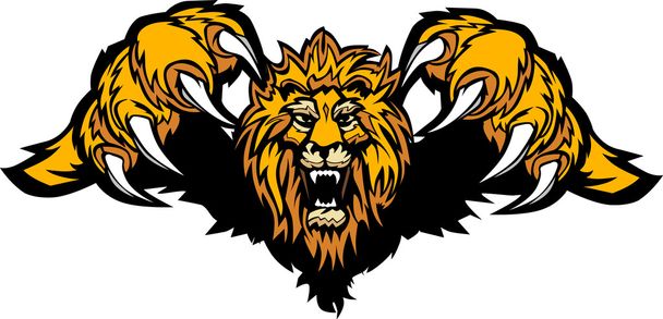Lion Mascot Pouncing Graphic Vector Image - Vector, Image
