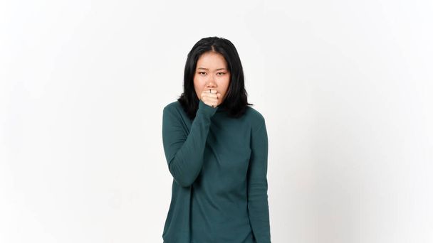 Mít kašel krásné asijské ženy izolované na bílém pozadí - Fotografie, Obrázek