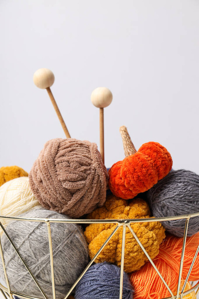 Koncept hobby, útulná zima a podzimní koníček - pletení - Fotografie, Obrázek