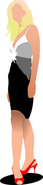 Young Woman colored silhouette. Vector illustration - ベクター画像