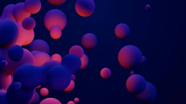 Metaverse 3d render morphing animation pink purple abstract metaball metasphere bubbles art sphere blue background backdrop vr space moving meta balls shapes motion design fluid liquid blob - Φωτογραφία, εικόνα