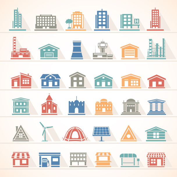 Flat Icons - Buildings - Vector, Image