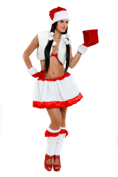 Beautiful and sexy woman wearing santa clause costume - Фото, зображення