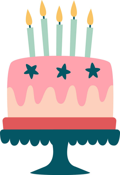 τούρτα γενεθλίων με κεριά εικόνα διάνυσμα - Διάνυσμα, εικόνα