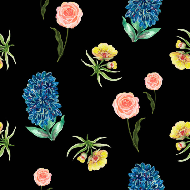 Όμορφα άνθη ανθισμένα λουλούδια ανθισμένα πέταλα εποχή οφθαλμών απρόσκοπτη σχέδιο μοτίβο απομονωμένο για τη μόδα, ύφασμα, χαρτί, εσωτερικό σχεδιασμό - Φωτογραφία, εικόνα