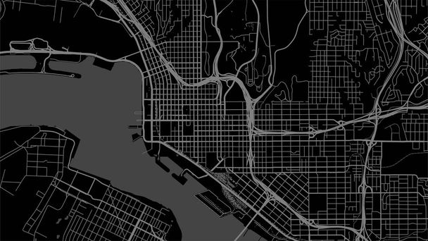 Pozadí San Diego map, Spojené státy, plakát černého města. Vektorová mapa se silnicemi a vodou. Širokopásmový poměr, digitální plán plochého designu. - Vektor, obrázek