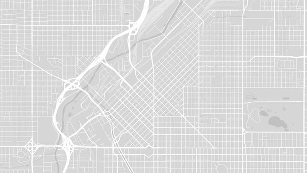 Fondo Denver mapa, Estados Unidos, cartel blanco y gris claro de la ciudad. Mapa vectorial con carreteras y agua. Proporción de pantalla ancha, hoja de ruta digital de diseño plano. - Vector, Imagen
