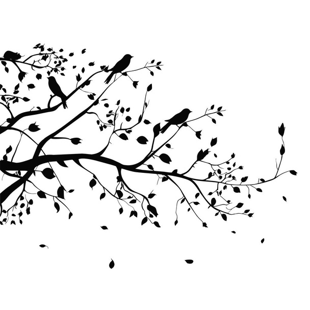 Ξηρό κλαδί. Μαύρη διανυσματική σιλουέτα παλαιού ξηρού κλαδιού που πέφτει από δέντρο απομονωμένο σε λευκό φόντο - Διάνυσμα, εικόνα