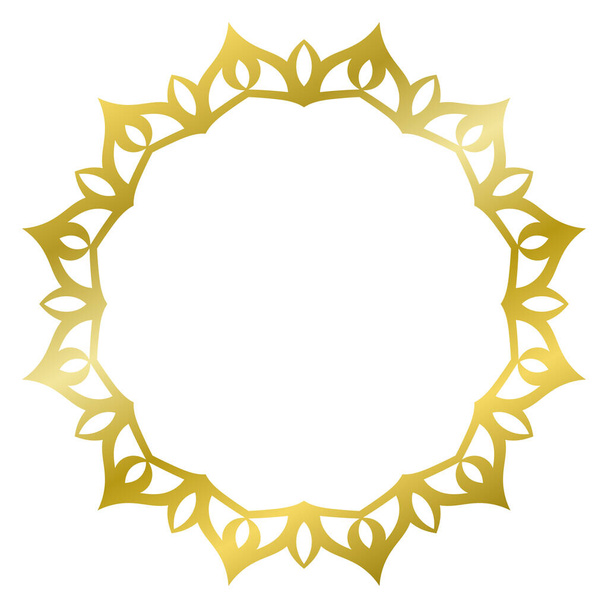 Moldura dourada com ornamento floral isolado em branco. Vector. Grinalda de loureiro de ouro - Vetor, Imagem