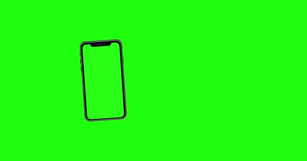 Animación de rotación del teléfono móvil con el fondo de pantalla verde, rotación del teléfono móvil del modo vertical al horizontal. - Metraje, vídeo