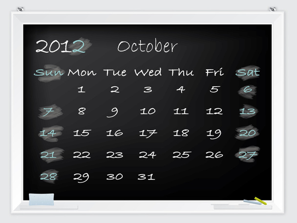Calendario de octubre 2012
 - Vector, imagen