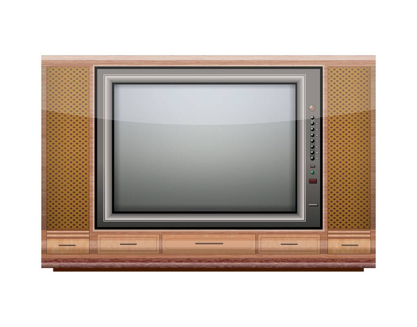 Старий старовинний телевізор ізольований на білому тлі
 - Вектор, зображення