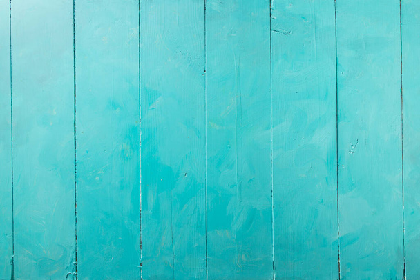 Blau bemalte Holzbretter Tisch, strukturierte abstrakte Hintergrund, vertikale Linien - Foto, Bild