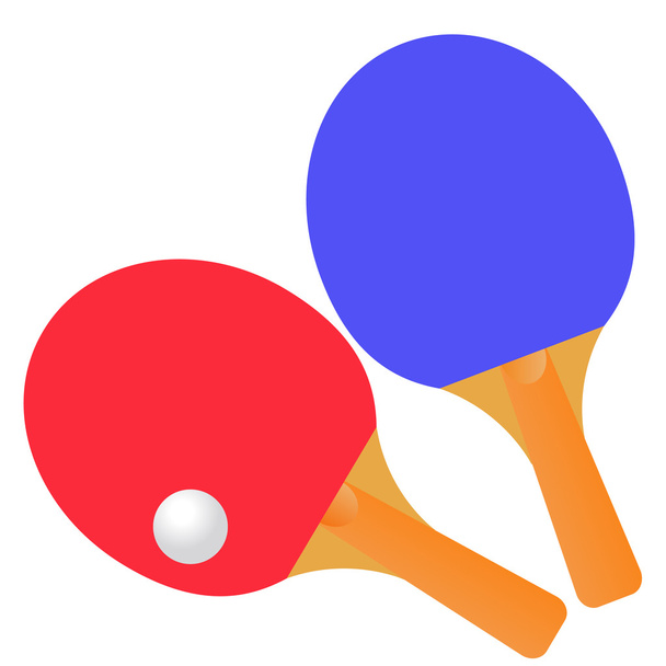 Table tennis rackets and ball on a white background. - Vektori, kuva