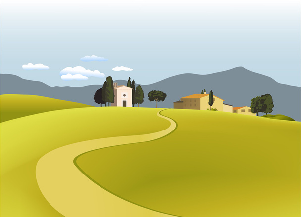 Country landscape with mountains - Vector, afbeelding