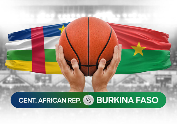 República Centro-Africana vs Burkina Faso equipes nacionais de basquete cesta bola jogo competição copo conceito imagem - Foto, Imagem
