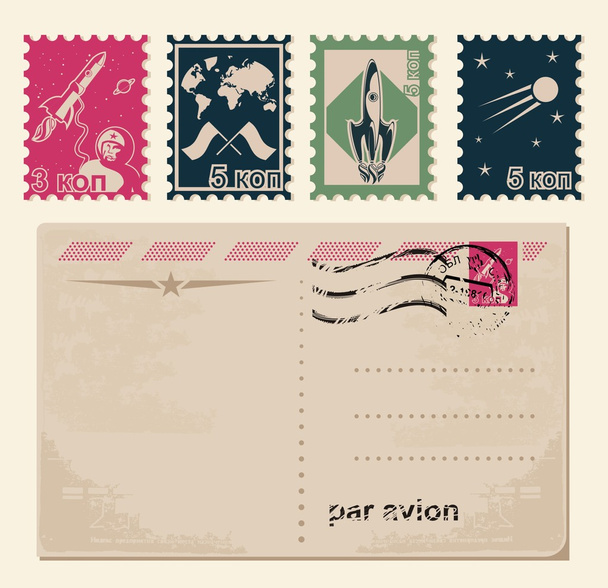Vintage stams and cards - Vektor, obrázek
