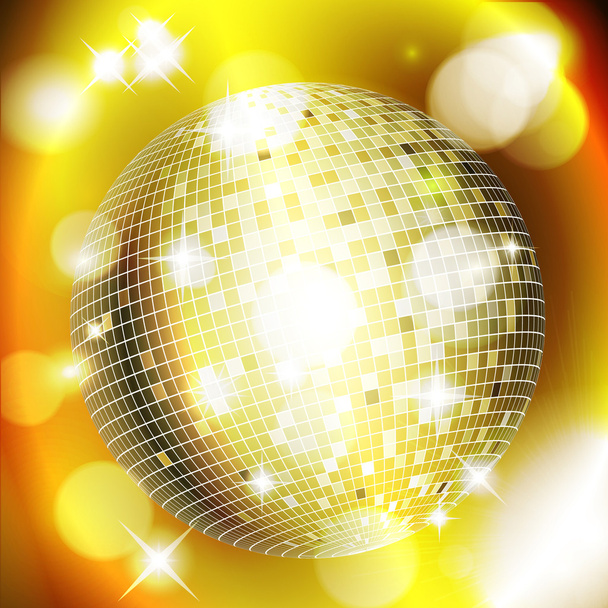 Abstract golden background with disco ball - Vector, Image