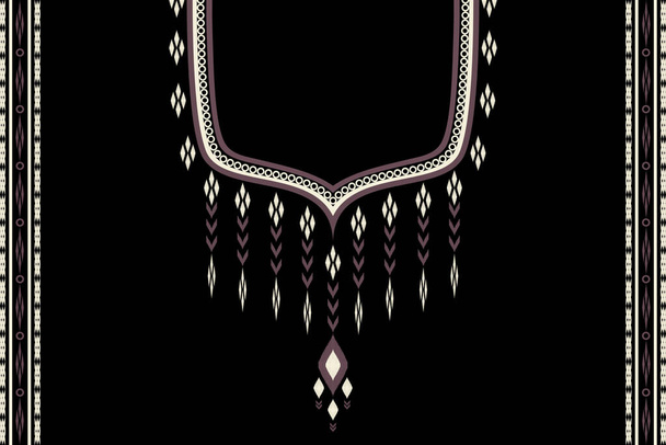 ethnic collar lace oriental pattern. Aztec style embroidery abstract vector illustration. Designs for fashion texture, textile, fabric, shirt, cloth - Photo, Image