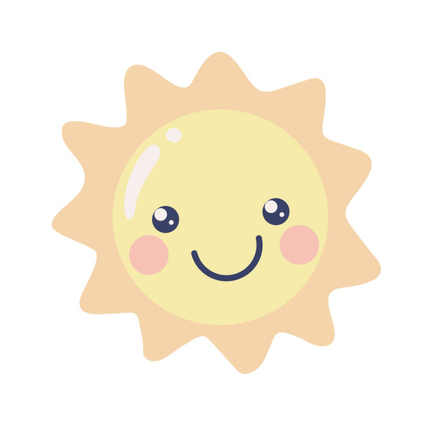 cute sun cartoon icon vector isolated - Vector, Image