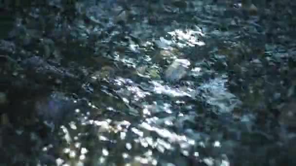 Water flowing in the small river stream. Slow motion.  - Footage, Video
