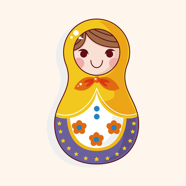 Matryoshka , Russian traditional wooden doll, vector pattern, el - Вектор,изображение