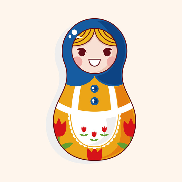 Matryoshka , Russian traditional wooden doll, vector pattern, el - Vector, Image