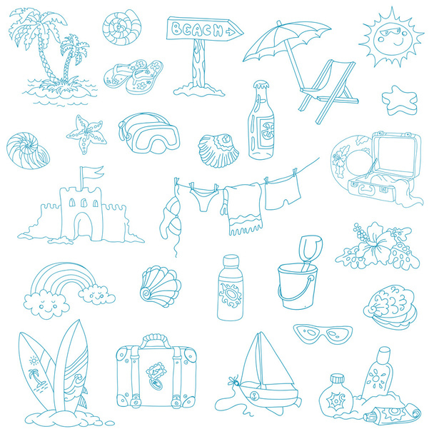 Seaside and Summer - design elements in vector - Διάνυσμα, εικόνα