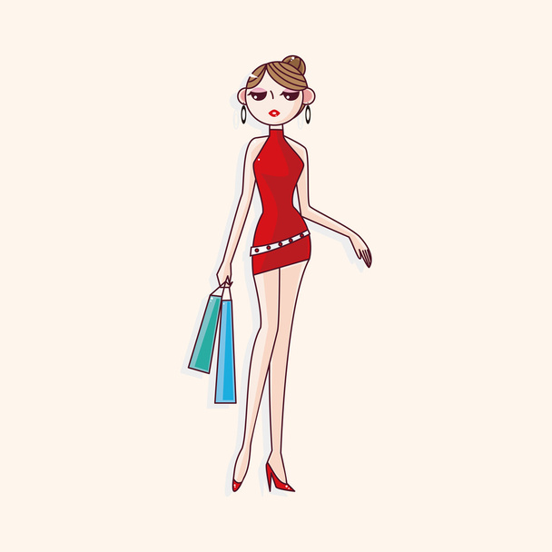 shopping girl theme elements vector,eps - Vector, imagen
