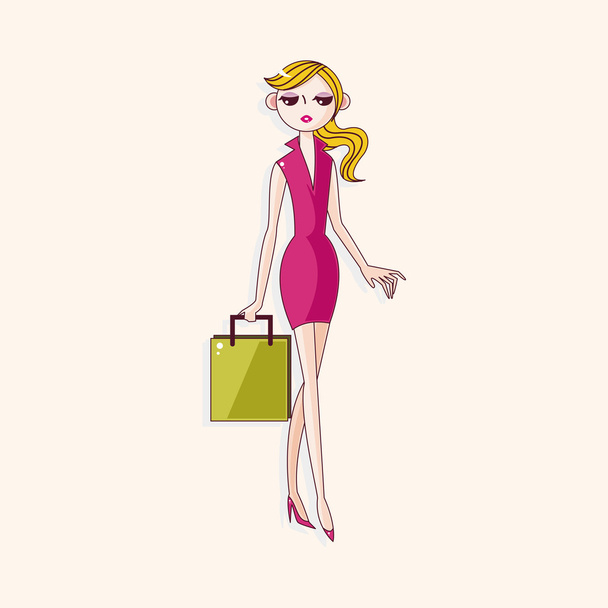shopping girl theme elements vector,eps - Vector, Imagen