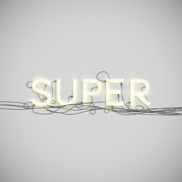 Realistic neon word with wires - Vector, Image