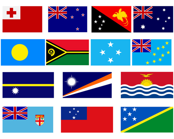 Vlajky zemí Oceánie - Vektor, obrázek