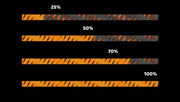 Progress bar animacji pięć opakowań trzy kolor tygrys tematu z tekstem liczbowym dwadzieścia do stu procent - Zdjęcie, obraz