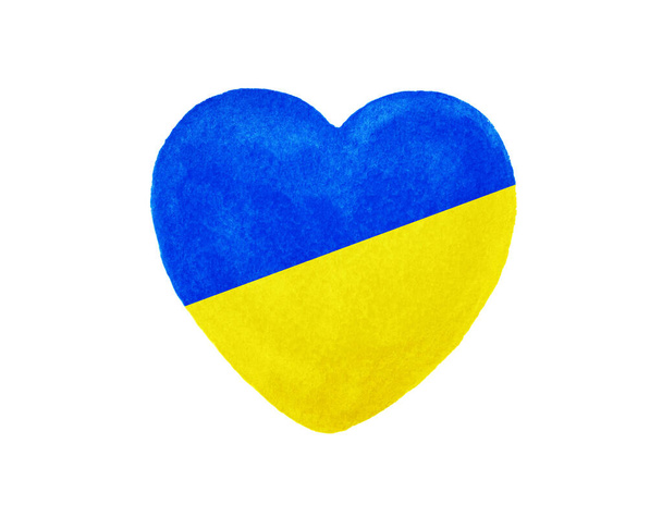 Ukraiński flaga w kształcie serca. - Zdjęcie, obraz