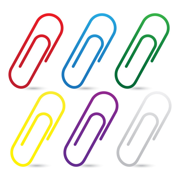 Colorful paper clips set isolated on white background. - Vector, Image